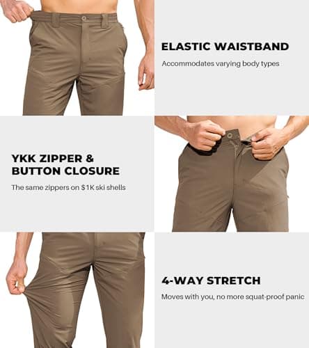 MOURCE Men's Hiking Pants Lightweight - Waterproof Quick Dry Cargo Pants for Men with Pockets, MudKhaki 32L - Thumbnail 5