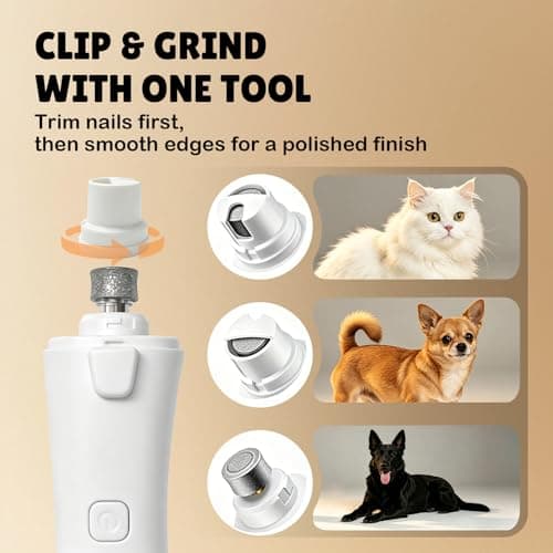 2-in-1 Dog Nail Clippers and Grinder with LCD Battery Display - Professional Cat Claw Trimmer with Built-in Safety Light & Guard, Ultra Quiet Rechargeable Pet Claw Grooming Tool for Large & Small Pets - Thumbnail 3