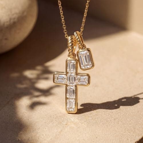 Fettero Cross Necklace for Women - 14K Gold Plated Dainty Pendant Necklaces Non-Tarnish Faith Gold Necklace for Women Trendy Christian Religious Jewelry Gift - Thumbnail 3