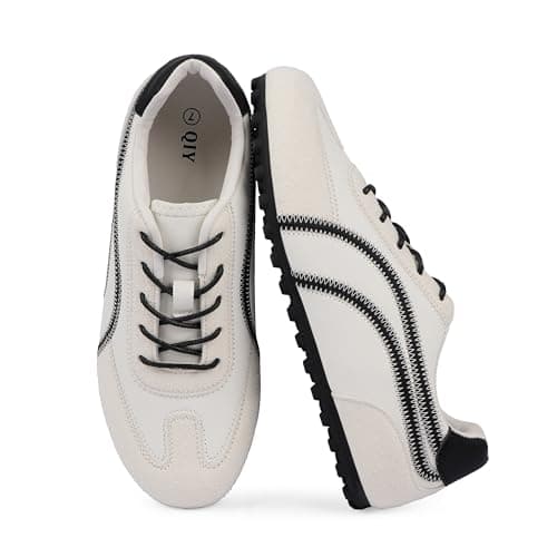 QIY Sneakers for Women Casual White Women's Fashion Sneakers Comfortable White Black Walking Tennis Shoes Slip on Fall Cute Shoes 2026 Size 6 - Image 1
