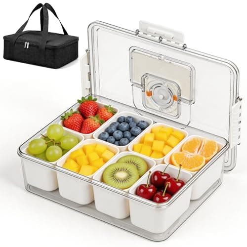 ERABAY Chilled Portable Snackle Box container, Divided Serving Tray, Beach Essentials Insulated Container with Reusable Ice Pack & Bag – Keep Food Hot or Cold On the Go for Adult - Image 1