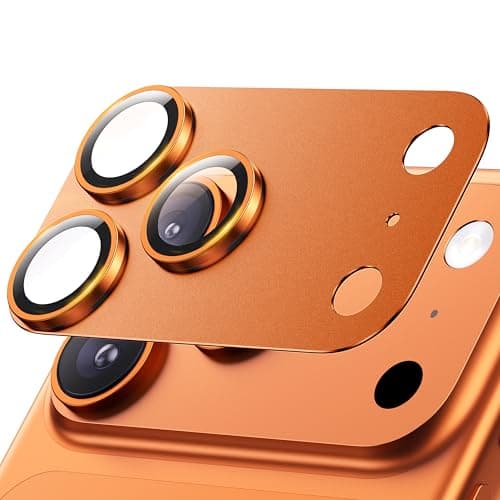 Hoerrye for iPhone 17 Pro Camera Lens Protector - [12FT Shatterproof Military Grade] [Strong Adsorption] Top 9H+ Tempered Glass Camera Screen Full Protective Cover Case Friendly,Cosmic Orange - Image 1