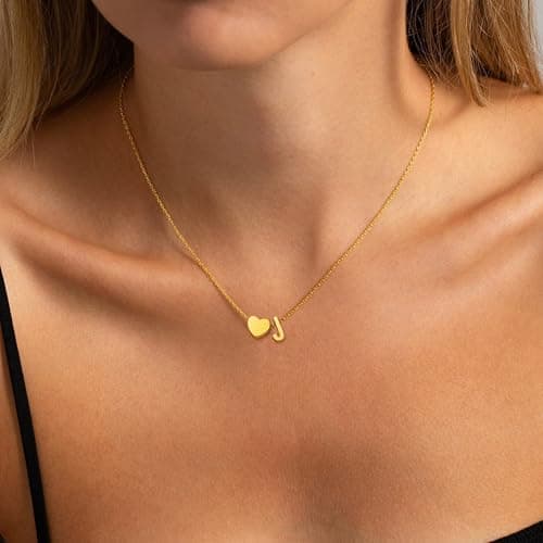 JNZSSWHJJH Initial Necklaces for Women, 18K Gold Plated Letter J Initial Necklace Heart Necklace Gold Initial Necklaces for Women Teen Girl Gifts Trendy Stuff Gold Jewelry Christmas Stocking Stuffers - Thumbnail 4