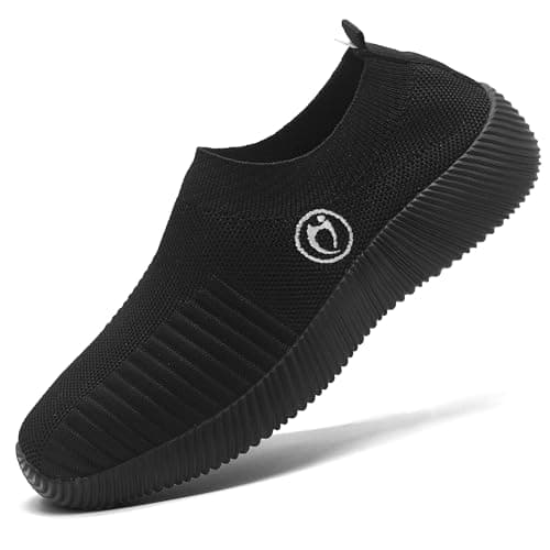 HAJINK Black Sneakers for Women Walking Slip On Shoes Women Light Comfortable Tennis Workout Sneakers Casual Mesh Womens Tennis Shoes（Black,10） - Image 1