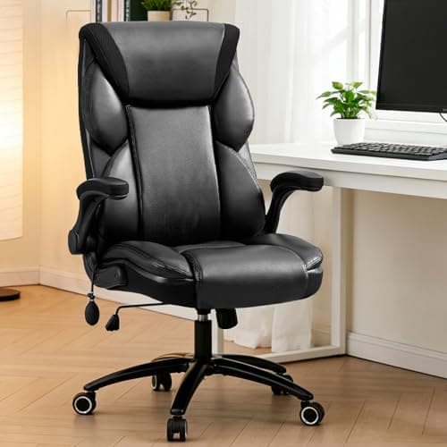 Fmolat Ergonomic Office Chair Gaming Chair Comfy - Breathable Leather Desk Chair with Lumbar Support & Back Support, Comfortable Computer Chair (Black) - Image 1