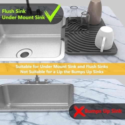 Silicone Drying Mat for Kitchen Counter , Dish Drying Rack Matt with Built in Drain, Small Dry Mats for Dishes Drying Pad for Kitchen Counter (14.6×11inch, gray) - Thumbnail 5