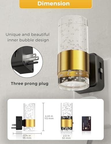 Night Light, 1-Pack Decorative Night Lights Plug into Wall, Dimmable Night Light with Auto Light Sensor, Bright White 5000K, Wall Sconce-style Design Nightlight for Bathroom,Bedroom,Hallway - Thumbnail 6