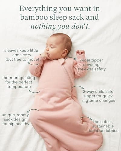 PurComfy Supersoft Long Sleeve Sleep Sack 1.0 TOG, Premium Viscose Made from Bamboo Baby Sleeping Bag 2-Way Zipper Sleep Sack with Sleeves 3-6 Month, Sage - Thumbnail 3