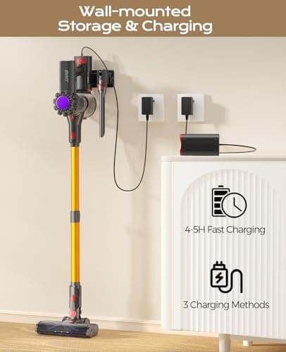 SVHT Cordless Vacuum Cleaner, 450W 40KPA Vacuum Cleaners for Home, 45Mins Lightweight Stick Vacuum with Advanced Green Light Tech, Rechargeable Battery Vacuum for Carpet,Pet Hair,Hardwood Floor - Thumbnail 6