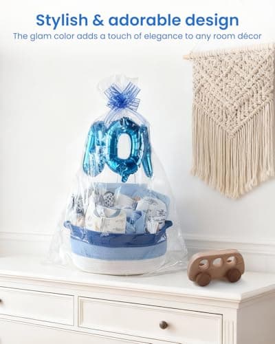 25-Pcs Luxury Baby Boy Gift Basket Set, Blue (0-12M Newborn) | Premium Baby Shower Gifts with Keepsake Memory Book. Ultimate Newborn Essentials in Woven Basket for Unforgettable Welcome Mom Gift - Thumbnail 6