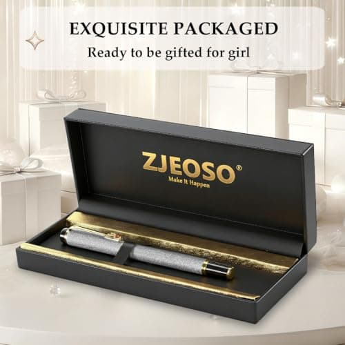 ZJEOSO Luxury Rollerball Pen | Fancy Writing Pen with Black Lacquer & Real Gold Plating | Executive Office Pen, Premium Gift Set for Men & Women | Nice Pens for Writing & Professional Use (White) - Thumbnail 5