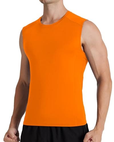 RIKUAOU Compression Shirt Men, Sleeveless Athletic Tank Top Workout Undershirt, Quick Dry Base Layer for Gym Running Training - Thumbnail 2
