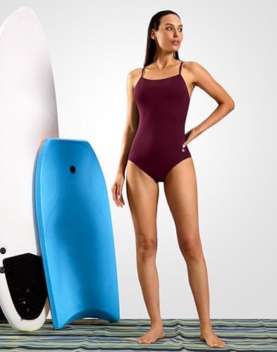 G Gradual Women's One Piece Athletic Swimsuit with Adjustable Straps Training Sport Swimwear Modest Bathing Suit for Women(Wine Red,2XL) - Thumbnail 3