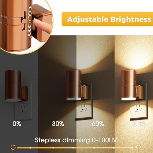 L LOHAS LED Night Light, Automatic Night Lights Plug into Wall, 2 Pack Nightlights with Light Sensor, 3000K Soft White 0-100LM Dimmable Modern Nightlight for Kids Bedroom Hallway - Thumbnail 2