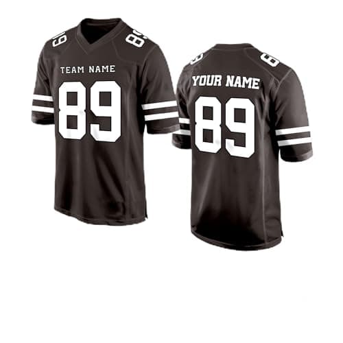 Brown White Custom Football Jersey for Women Men Team Clothing Name Number Jerseys Personalized Shirt Youth Kids Customized Football Uniform Fans Birthday Gift - Image 1