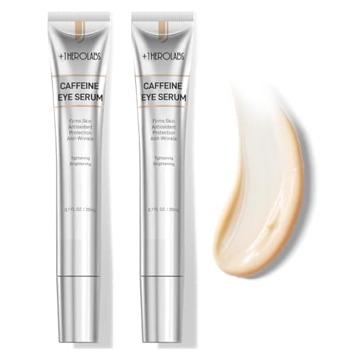 +1HEROLABS Caffeine Eye Cream with Niacinamide, Hyaluronic Acid, Vitamin E & Peptides - Under Eye Serum for Puffiness and Dark Circles, 0.7 Fl Oz (Pack of 2) - Image 1
