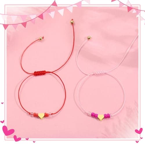BAYLAY Galentines Day Gifts for Friends, Galentines Day Gifts for Women Teen, 2 Friendship Bracelets for Women Heart Bracelets Jewelry Bff Friendship Gifts for Women Friends Her Bestie Gifts - Thumbnail 3