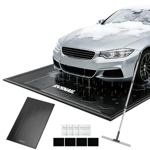 RVSNAIL Garage Floor Mat, 8'6''x22' Heavy Duty 1.2inch Thick Containment Mats, Waterproof PVC Matwith High Elastic Sponge Column, Non-Slip Surface, Parking Mat with a Squeegee - Image 1