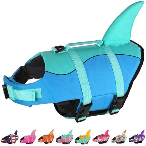 Dogcheer Dog Life Jacket, Cute Shark Dog Life Vest for Swimming Boating with Superior Buoyancy and Rescue Handle, Adjustable Puppy Floating Swim Vest for Small Medium Large Dogs - Pool Blue, S - Image 1