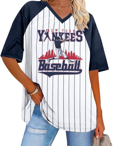 Baseball Graphic Shirts for Women Baseball Fan T-Shirts Baseballs Team Tee Game Day Outfits Casual Tops Dark Blue - Image 1