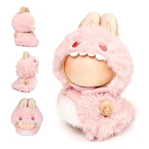 HiOKOU Clothes for labubu 17cm Accessories Suit Cute Clothes for Doll Dress up Animal Style Outfits (NO Doll)（Pink Dinosaur） - Image 1