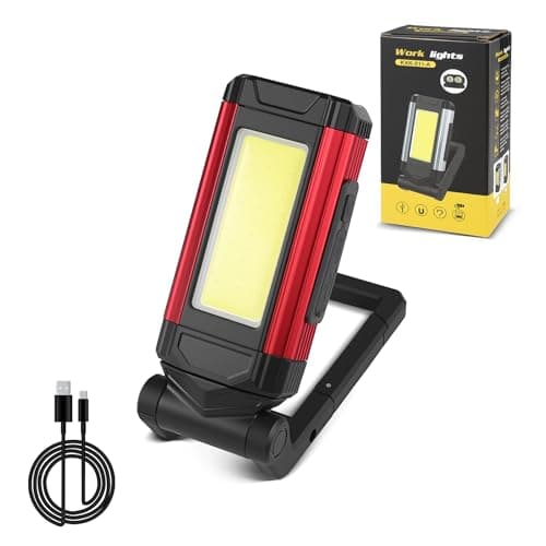 LED Magnetic Work Light, Portable USB Rechargeable COB Light, with Kickstand and Carabiner, 360° Rotating and 180° Rotate Folding Flashlight for Car Repairing, Workshop, Household and Emergency Use - Image 1