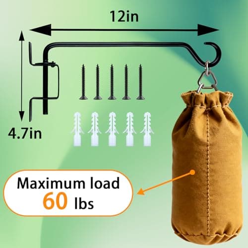 12 Inch Swivel Plant Hanger 2 Pack – Heavy Duty Wall Mount Plant Brackets with 360° Adjustable Hook, Rust-Resistant Metal Outdoor Plant Hangers for Flower Baskets, Bird Feeders, Lanterns & Wind Chimes - Thumbnail 5