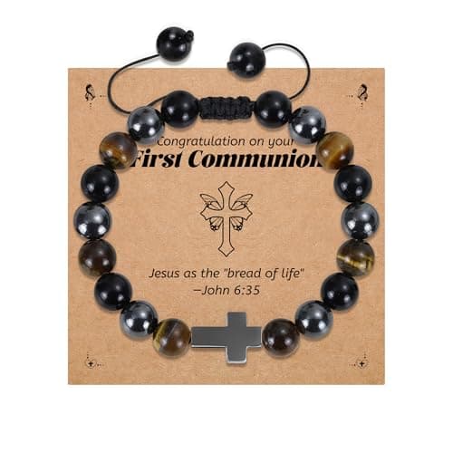 BAYLAY First Communion Gifts for Boys - First Communion Bracelets Cross Bracelet for Boys First Holy Communion Gifts Catholic - Image 1