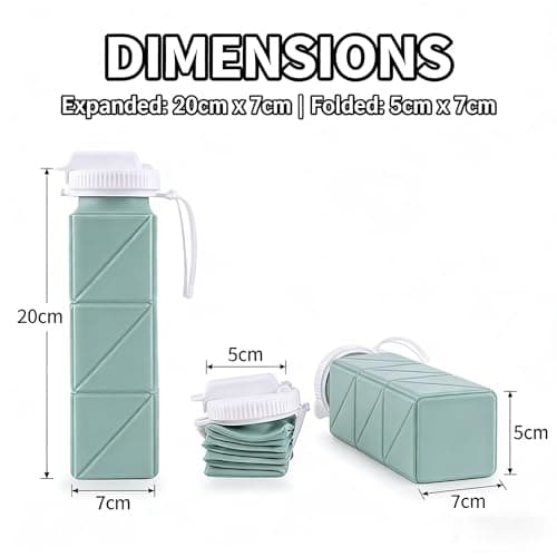 DegoCython Collapsible Water Bottle with Straw 20.6oz (610ml) - BPA-Free Leakproof Silicone Foldable Bottle for Travel, Camping, Hiking, Yoga & Sports, Portable Reusable Water Bottle (Starlight) - Thumbnail 5