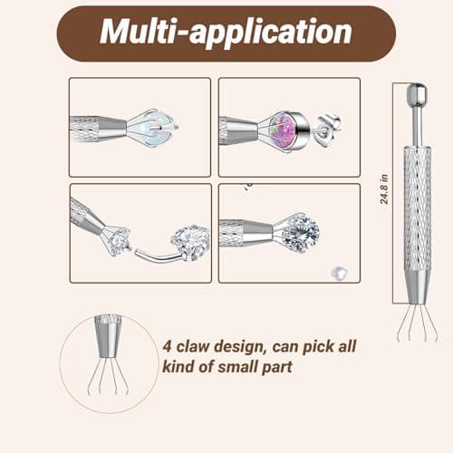 Piercing Ball Grabber Tool for Changing Jewelry,14G 16G 18G 20G Stainless Steel Piercing Tapers with Threaded & Threadless Insertion Pins for Ear/Nose/Cartilage/Dermal/Septum, Eyebrow/Tongue - Thumbnail 2