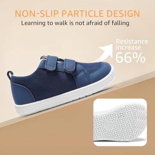 STQ KIDS Toddler Wide Toe Box Barefoot Shoes Boys Sneakers Lightweight Kid Tennis Shoes Non-Slip Comfort First Walking Shoe for School Outdoor Indoor Activities Navy/White Toddler Size 9 - Thumbnail 6