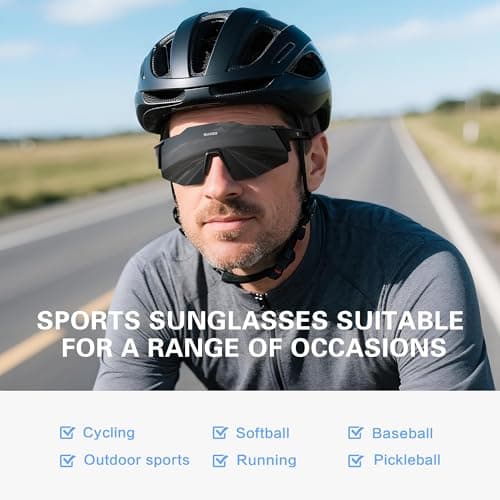 suoso Sports Cycling Sunglasses for Men: Lightweight UV Protection Polarized Sun Glasses for Youth Baseball Softball Running - Thumbnail 3