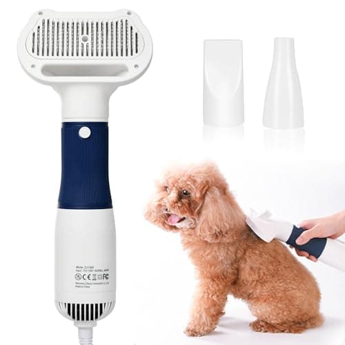 3-in-1 Pet Hair Dryer & Slicker Brush for Dogs & Cats – Portable, Professional, Adjustable Temp, Overheat Protection Dog Hair Dryer - Image 1