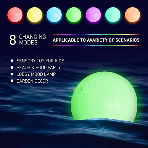 FLAMDYNO Pool Toys - 4 Pack Light Up Beach Balls for Kids w/ 8 Light Modes, Pool Beach Games Balls for Outdoor or Indoor Activities, Glow in The Dark Pool Beach Decorations for Kids and Adults - Thumbnail 4