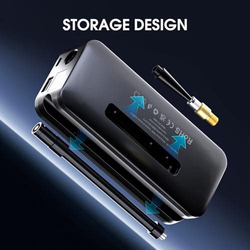 CARSUN Cordless Tire Inflator Portable Air Compressor,Car Tire Pump with Digital Dual Screen,150PSI Portable Air Pump for Car Tires with Deflation&Pressure Gauge,Suitable for Car,Motorcycles,Bicycles - Thumbnail 4