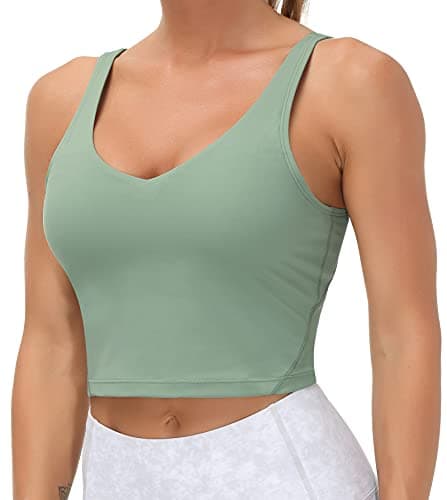 Women’s Longline Sports Bra Wirefree Padded Medium Support Yoga Bras Gym Running Workout Tank Tops (Jasmine Green, X-Large, x_l) - Image 1