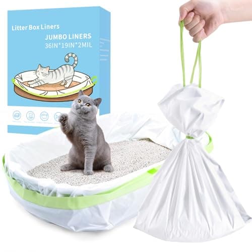 36 Count Jumbo Cat litter Box Liners, 36" x 19" Easy Clean Up Thick Large Kitty Litter Liner XL, Extra Large Heavy Duty Litter Pan Liner Bags with Drawstring for Pet Cat Litter Tray - Image 1
