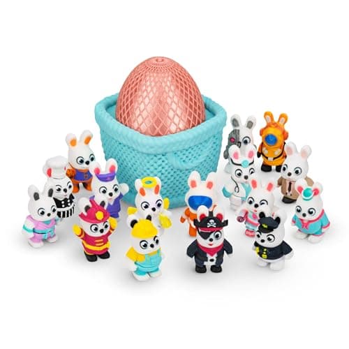 Distractibles Bunny Mystery Box, 8 Articulated Bunny Figures with Easter Basket Container, Random 3D Figures and Egg Top Lid - Image 1