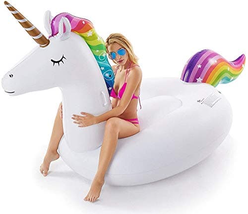 Jasonwell Giant Inflatable Unicorn Pool Float Floatie Ride On with Fast Valves Large Rideable Blow Up Summer Beach Swimming Pool Party Lounge Raft Decorations Toys for Kids Adults - Thumbnail 6