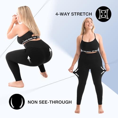 Leafigure Plus Size Leggings with Pockets for Women - High Waisted Buttery Soft Yoga Leggings for Workout Navy 3XL - Thumbnail 4