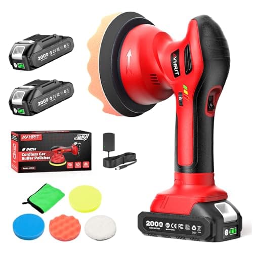 Avhrit Cordless Car Buffer Polisher kit w/ 2x2000mAh 21V Batteries, 6 Inch Car buffer Waxer Kit w/ 6 Variable Speed & Extra Attachments, Polisher for Car Detailing,Boat Sanding,Scratch Removing - Image 1