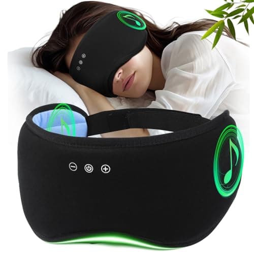 Sleep Headphones with Bluetooth 5.4 Sleep Mask, Bamboo Cotton Music Wireless Bluetooth Eye Mask for Sleeping, Earphones HD Speaker Microphone for Travel, Gifts for Men Women, Green - Image 1