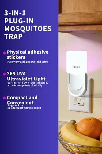 NEXLY MK030 Fly Trap Indoor Plug in Fruit Fly Mosquito Killer Glue Traps Gnat Zapper Catcher for Indoors Night Light Flying Trap Zappers for Home Bedroom Living Room Kitchen Basement - Thumbnail 3