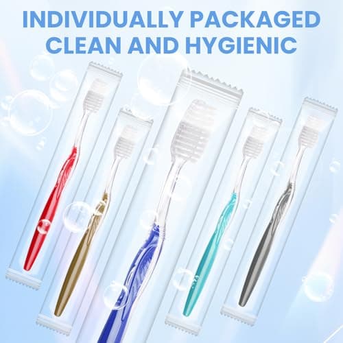ACSKD 200PCS Disposable Toothbrushes, Individually Wrapped Travel Toothbrushes Bulk, Soft Brush Bristles Travel Single Use Toothbrush for Home Hotel Camping - Thumbnail 5