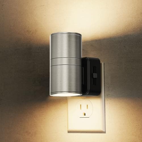 L LOHAS LED Night Light, Dimmable Night Lights Plug into Wall,[1 Pack] Metal-Shade Nightlight for Adults, Automatic Nightlights, Light Sensor,Soft White 3000K, Nightlight Plug in for Hallway Bedroom - Image 1