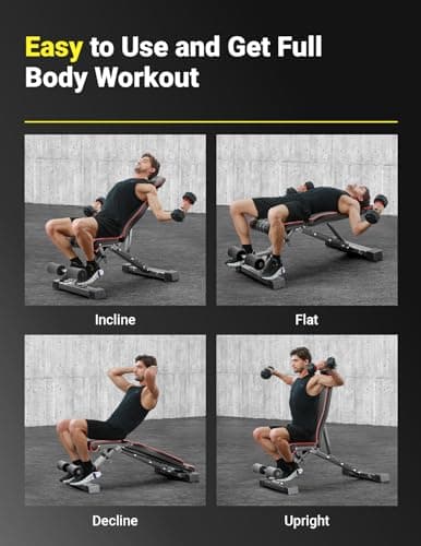 YOLEO Adjustable Weight Bench, 827LB Foldable Workout Bench with Extended Head/Neck Protection/Spine Support for Bench Press, Fast Folding Incline Decline Flat Bench - Thumbnail 6