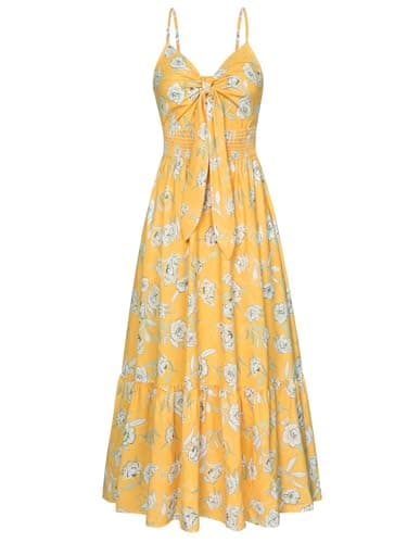 GRACE KARIN Womens Maxi Dresses Ruffle Long Flowy Cute Casual Beach Boho Sundress with Pockets - Image 1