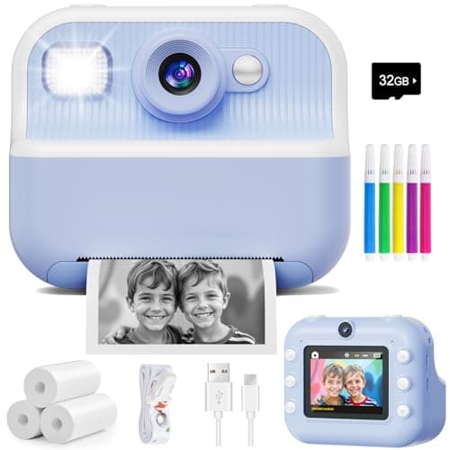 Instant Camera, Front Rear Dual Selfie Kids Camera with 1080P Videos, Holiday Birthday Gifts for Kids Age 3-12, Toddler Portable Travel Print Digital Camera Toy for 4 5 6 7 8 9 Year Boys Girls - Image 1