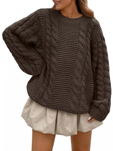 Trendy Queen Oversized Sweaters Womens 2026 Fall Fashion Coastal Grandma Outfits Cable Knit Plus Size Pullover Cute Cozy Cotton Chunky Long Tunic Winter Clothing Old Money Quiet Luxury Clothes - Image 1
