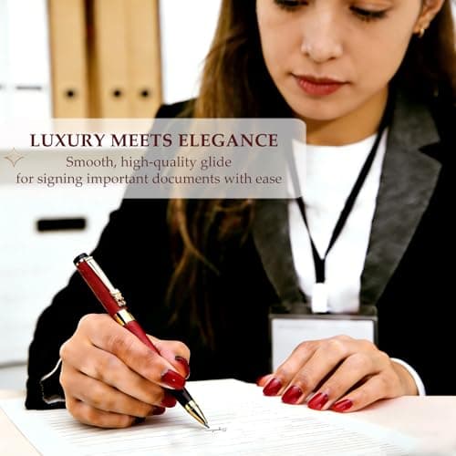 ZJEOSO Luxury Pen,Best Luxury Ball Pen Gift Set for Women,Black Ink Fancy Pen Refillable for Executive Office,Professional,pretty pens,cool pens,Nice cute Designer Pen (Red) - Thumbnail 3